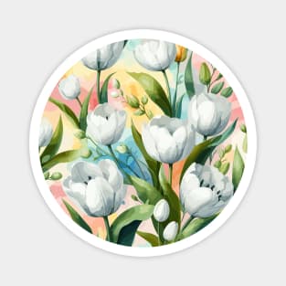 White Tulip Flowers Magnet